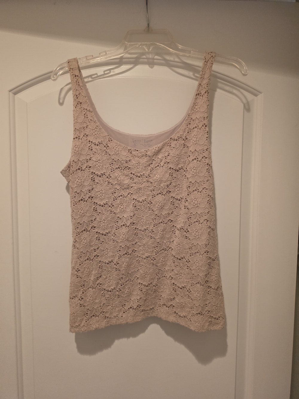 White House Black Market Lace Scoop Tank - Beige